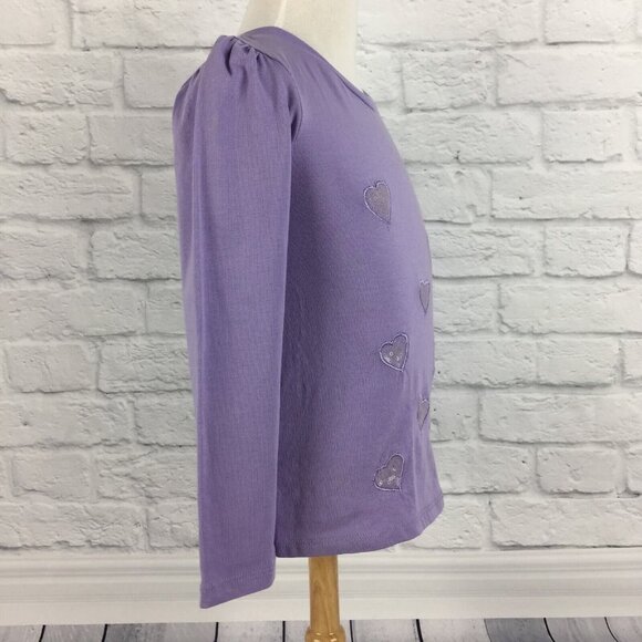 Top Girls Size 5 Purple Long Sleeve Sequin Embroidered Mesh Hearts by CR Kids - Picture 6 of 6